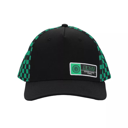 Demon Slayer Tanijiro Checker Trucker Hat