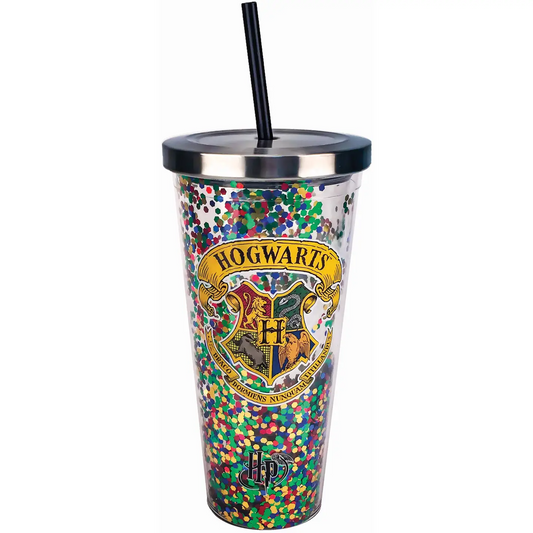 HP Hogwarts Crest Glitter Cup