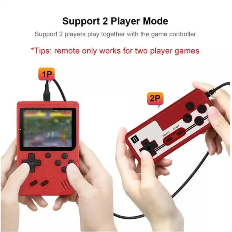A Red Retro Classic Games Children's Handheld Small Game Console With 400 Game Charging Can Be Connected To The TV