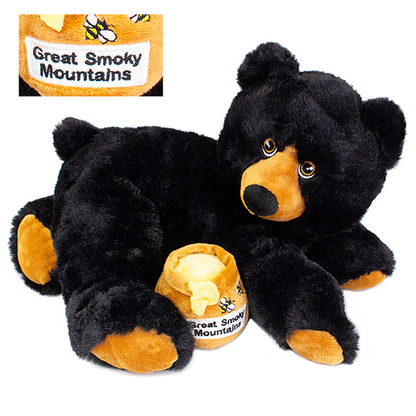 Black Bear With Honey Pot Plush