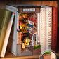Robotime Sakura Wine Alley DIY Booknook with Lights DIY Miniature Dolls House Kit 3D Wooden Puzzle Bookend Bookshelf Decor Gift