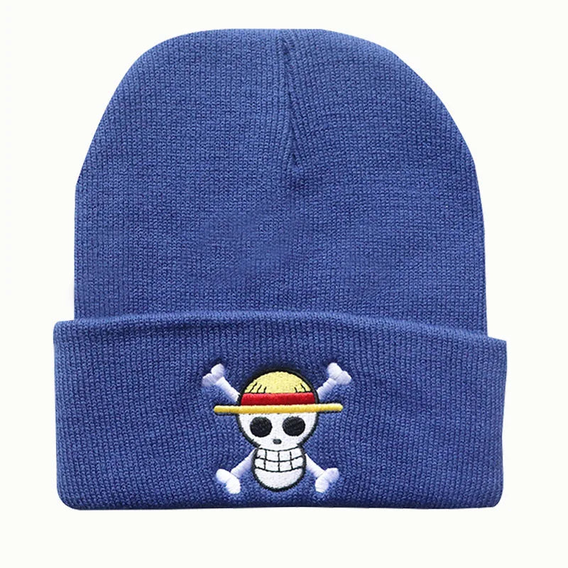 Anime One Pieces Skull Bonnet Hat Knit Hats Men Women Fashion Unisex The Pirate King Warm Winter Skullies Beanies Caps