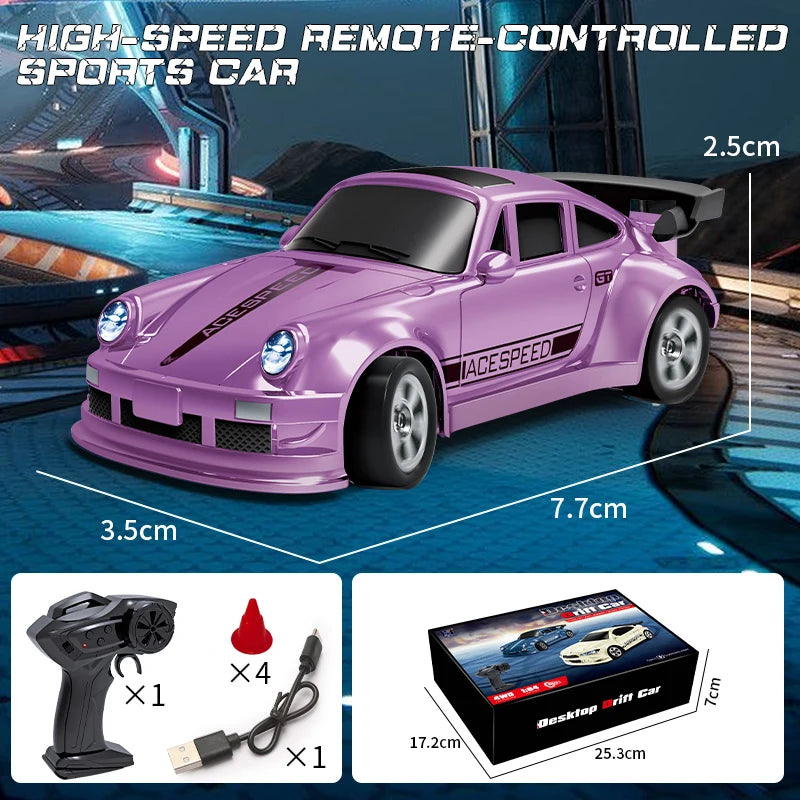 1:64 4WD RC Drift Car 2.4G High speed Remote Control Racing Mini Car  Full proportions Desk Competition Toy Boy Ideal Gift