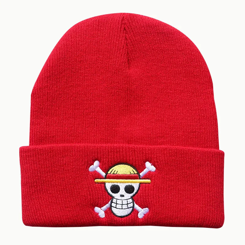 Anime One Pieces Skull Bonnet Hat Knit Hats Men Women Fashion Unisex The Pirate King Warm Winter Skullies Beanies Caps