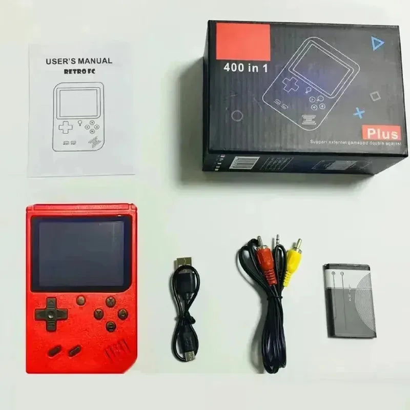 A Red Retro Classic Games Children's Handheld Small Game Console With 400 Game Charging Can Be Connected To The TV
