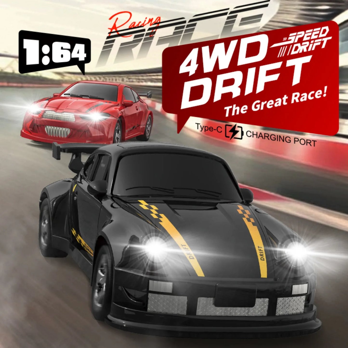 1:64 4WD RC Drift Car 2.4G High speed Remote Control Racing Mini Car  Full proportions Desk Competition Toy Boy Ideal Gift