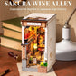 Robotime Sakura Wine Alley DIY Booknook with Lights DIY Miniature Dolls House Kit 3D Wooden Puzzle Bookend Bookshelf Decor Gift