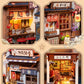Robotime Sakura Wine Alley DIY Booknook with Lights DIY Miniature Dolls House Kit 3D Wooden Puzzle Bookend Bookshelf Decor Gift