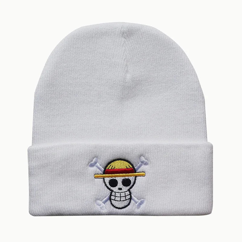 Anime One Pieces Skull Bonnet Hat Knit Hats Men Women Fashion Unisex The Pirate King Warm Winter Skullies Beanies Caps