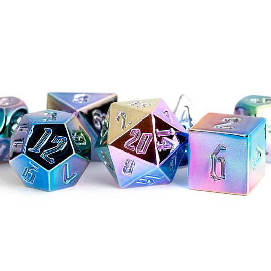 Rainbow Aegis 16mm Aluminum Plated Acrylic Poly Dice Set